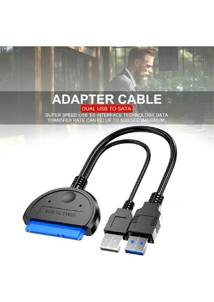 Adaptör Kablosu Sata USB 3.0 Adaptör Sata Kablosu /3.5 Desteği USB Inç Sürücü Sabit Disk SSD Çift 2.5 Inç Kablo Sata HDD Harici (Yurt Dışından)