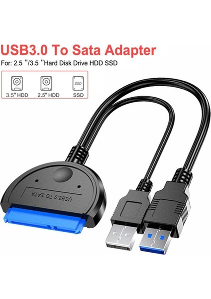 Adaptör Kablosu Sata USB 3.0 Adaptör Sata Kablosu /3.5 Desteği USB Inç Sürücü Sabit Disk SSD Çift 2.5 Inç Kablo Sata HDD Harici (Yurt Dışından)