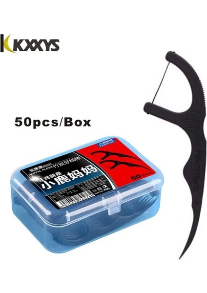 50 Stks/set Bamboe Houtskool Zwart Diş Ipi Tanden Stok Diş Çekme Interdentale Borstel Schoon Tandenstoker Flosser Pick Schoonmaken (Yurt Dışından)