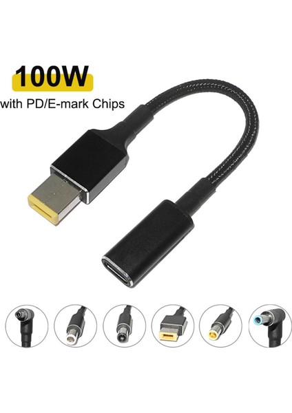 100W USB C Pd Dc Evrensel Laptop Şarj Cihazı Dönüştürücü Tip C Hızlı Şarj Adaptörü Kablo Kordonu Asus Lenovo Hp Dell Dizüstü Bilgisayar (Yurt Dışından)