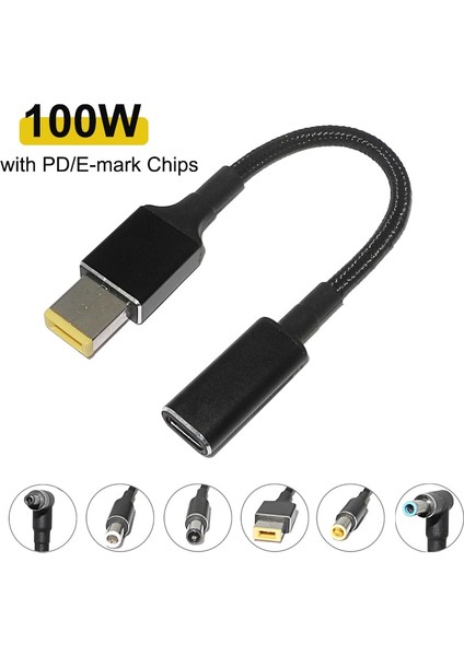 100W USB C Pd Dc Evrensel Laptop Şarj Cihazı Dönüştürücü Tip C Hızlı Şarj Adaptörü Kablo Kordonu Asus Lenovo Hp Dell Dizüstü Bilgisayar (Yurt Dışından)