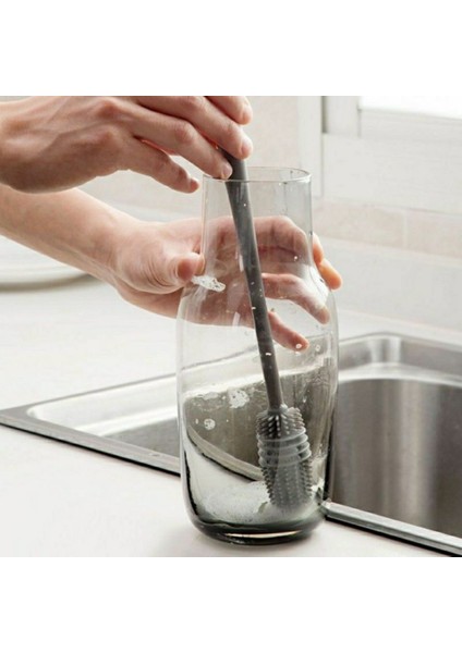 [sıcak] Uzun Saplı Silikon Süt Şişesi Fırçası Cam Şişe Temizleme Fırçası Çok Fonksiyonlu Bardak Ağız Scrubber Ev Temizlik Aracı (Yurt Dışından) fırsatları