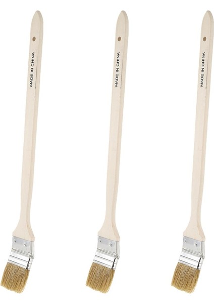 3x 2 Inç Geniş Ahşap Saplı Metal Yüksük Sahte Kıl Kafa Radyatör Fırçası (Yurt Dışından)