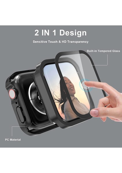 Kılıf + Cam Apple Watch 7 45MM 41MM 44MM 40MM Su Geçirmez Ekran Koruyucu Aksesuarları Kenar Tampon Iwatch 4 5 Se 6 Kapak (Yurt Dışından)