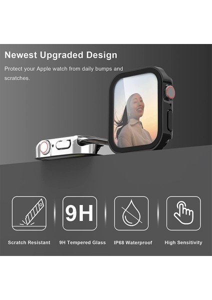 Kılıf + Cam Apple Watch 7 45MM 41MM 44MM 40MM Su Geçirmez Ekran Koruyucu Aksesuarları Kenar Tampon Iwatch 4 5 Se 6 Kapak (Yurt Dışından)