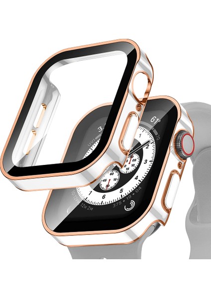 Kılıf + Cam Apple Watch 7 45MM 41MM 44MM 40MM Su Geçirmez Ekran Koruyucu Aksesuarları Kenar Tampon Iwatch 4 5 Se 6 Kapak (Yurt Dışından)