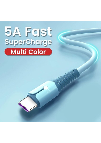 USB C Tipi Kablo 5A Süper Hızlı Şarj Sıvı Silikon Mikro USB Kablosu iPhone 13 12 11 Pro Xiaomi 12 Şarj Kablosu Veri Kablosu (Yurt Dışından)