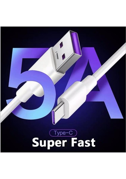 Süper Hızlı Şarj 5A USB Tip C Kablo Samsung Xiaomi Huawei P30 P40 P50 Mate 40 Cep Telefonu Şarj Kablosu Beyaz Kablo (Yurt Dışından)