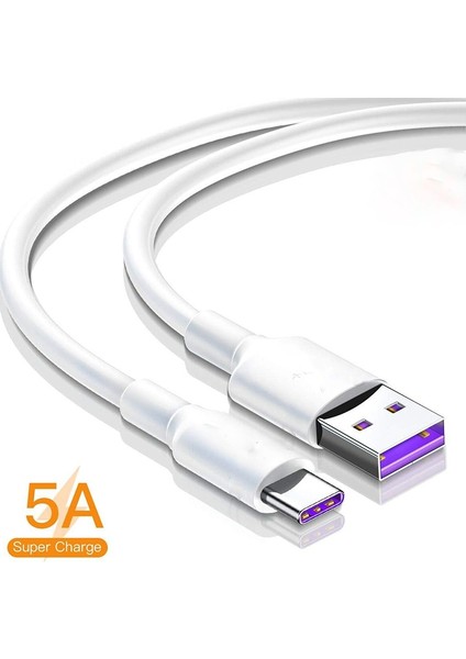 Süper Hızlı Şarj 5A USB Tip C Kablo Samsung Xiaomi Huawei P30 P40 P50 Mate 40 Cep Telefonu Şarj Kablosu Beyaz Kablo (Yurt Dışından)