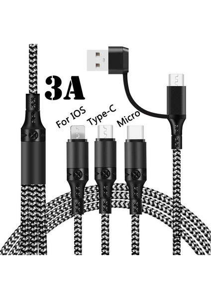 Sıcak Satış 5 In 1 Mikro USB C Tipi Şarj Kablosu Çoklu USB Bağlantı Noktası Çoklu Şarj Kablosu Cep Telefonu Kablosu iPhone 13 Samsung Için (Yurt Dışından)