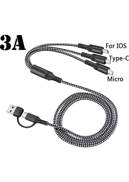 Sıcak Satış 5 In 1 Mikro USB C Tipi Şarj Kablosu Çoklu USB Bağlantı Noktası Çoklu Şarj Kablosu Cep Telefonu Kablosu iPhone 13 Samsung Için (Yurt Dışından)