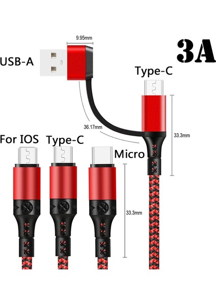 Sıcak Satış 5 In 1 Mikro USB C Tipi Şarj Kablosu Çoklu USB Bağlantı Noktası Çoklu Şarj Kablosu Cep Telefonu Kablosu iPhone 13 Samsung Için (Yurt Dışından)