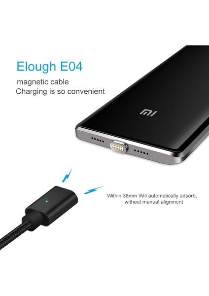 Elough E04 Manyetik Mikro USB Kablosu Xiaomi Cep Telefonu Için Hızlı Şarj Kablosu Mıknatıs Şarj Cihazı Sync Veri Mikro USB Kablosu Tel (Yurt Dışından)