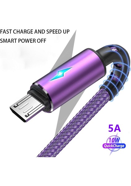 5A USB Tip C Kablo LED Göstergesi ile Mikro USB Hızlı Şarj Veri Kablosu Tel Samsung Xiaomi Huawei Cep Telefonu Şarj Aleti Kablosu (Yurt Dışından)