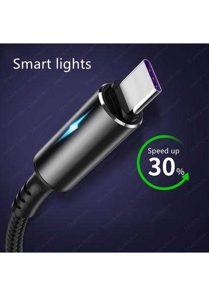5A USB Tip C Kablo LED Göstergesi ile Mikro USB Hızlı Şarj Veri Kablosu Tel Samsung Xiaomi Huawei Cep Telefonu Şarj Aleti Kablosu (Yurt Dışından)