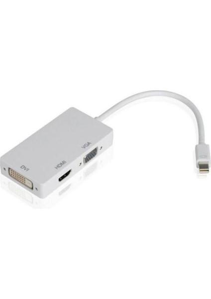 3 In 1 Mini Ekran Bağlantı Noktası Mını Dp Erkek HDMI Uyumlu DVI VGA Dişi Adaptör Dönüştürücü Kablo Apple MacBook Air/pro Mdp (Yurt Dışından)