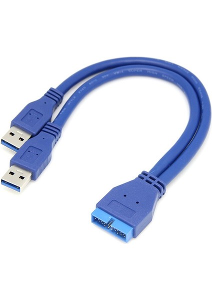 Çift 2 Port USB 3.0 Tip A Erkek 20 Pin Anakart Başlık Erkek Kablo Kordonu Adaptörü USB Uzatma Kablosu (Yurt Dışından)
