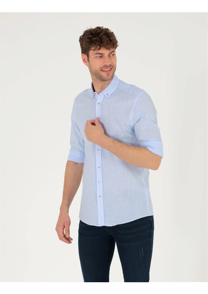 Açık Mavi Slim Fit Uzun Kollu Gömlek G021GL004.000.1622602