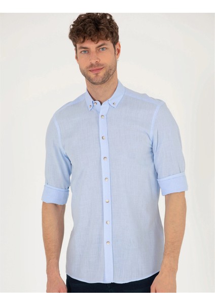 Açık Mavi Slim Fit Uzun Kollu Gömlek G021GL004.000.1622602 modelleri