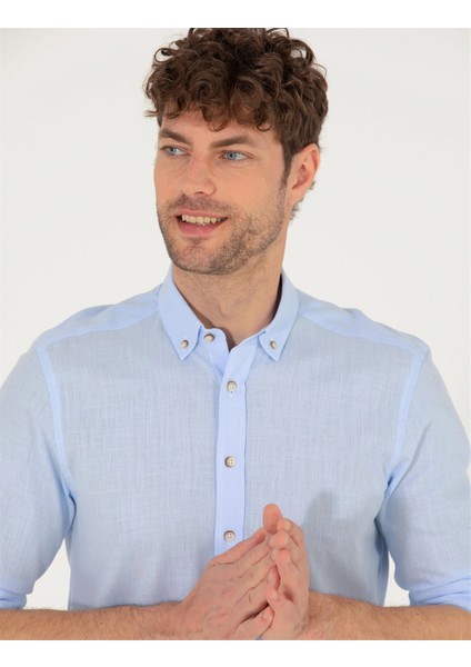 Açık Mavi Slim Fit Uzun Kollu Gömlek G021GL004.000.1622602 fırsatları