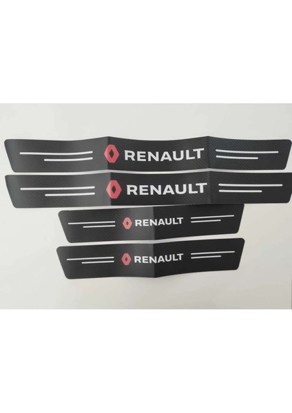 Renault Symbol Uyumlu Karbon Kapı Eşiği Koruyucu Suni Deri 4'lü Set