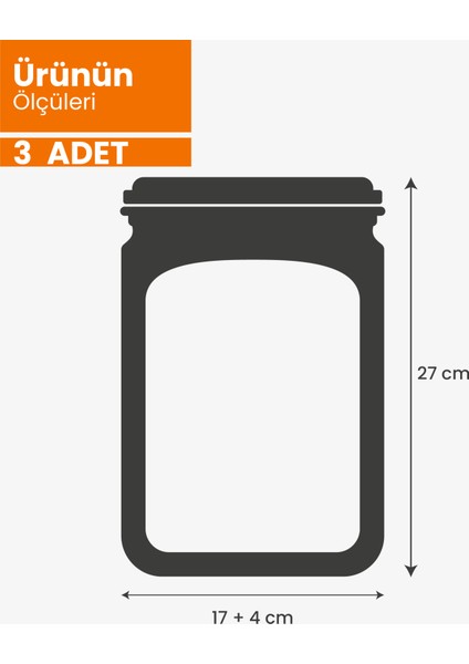 Klips Kapaklı Kavanoz Görünümlü Saklama Poşeti -9 Adet (3 Büyük 1000ML;3 Orta 700ML;3 Küçük 200 Ml)