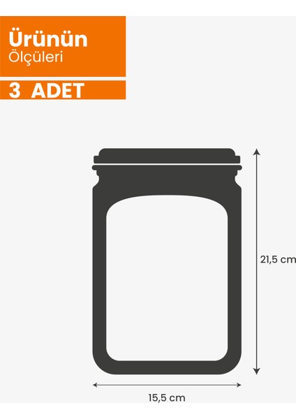 Klips Kapaklı Kavanoz Görünümlü Saklama Poşeti -9 Adet (3 Büyük 1000ML;3 Orta 700ML;3 Küçük 200 Ml)
