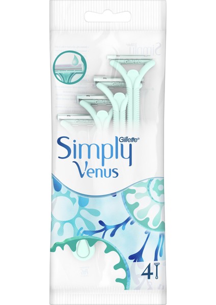 Simply Venus 2 Basic Kullan At Kadın Tıraş Bıçağı 4 Adet