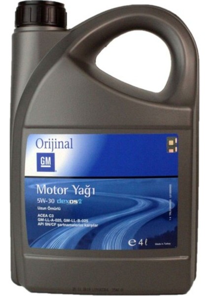 Gm 5W30 Motor Yağı 4 Lt Dexos 2 - 2023 Üretim