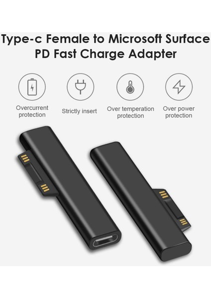 15V/3A USB C Dişi Pd Hızlı Şarj Fişi Dönüştürücü Microsoft Surface Pro 3 4 5 6 Go Surface Book 1 2 3 Tip C Güç Adaptörü (Yurt Dışından)