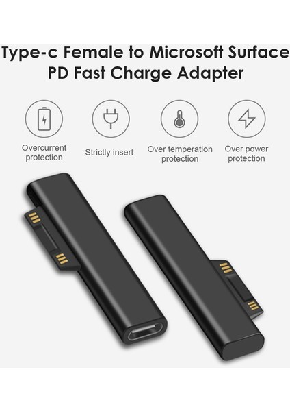 15V/3A USB C Dişi Pd Hızlı Şarj Fişi Dönüştürücü Microsoft Surface Pro 3 4 5 6 Go Surface Book 1 2 3 Tip C Güç Adaptörü (Yurt Dışından)