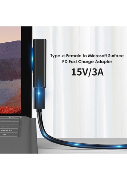 15V/3A USB C Dişi Pd Hızlı Şarj Fişi Dönüştürücü Microsoft Surface Pro 3 4 5 6 Go Surface Book 1 2 3 Tip C Güç Adaptörü (Yurt Dışından)