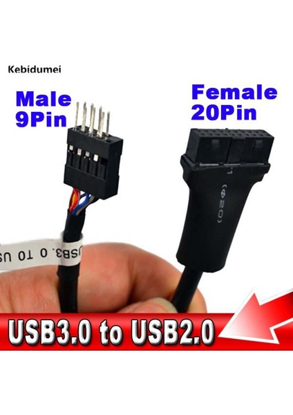 Kebidumei Premium Kalite 13 cm Anakart Anakart USB 3.0 20 Pin USB 2.0 9 Pin Konut Uzatma Adaptör Kablosu Masaüstü (Yurt Dışından)