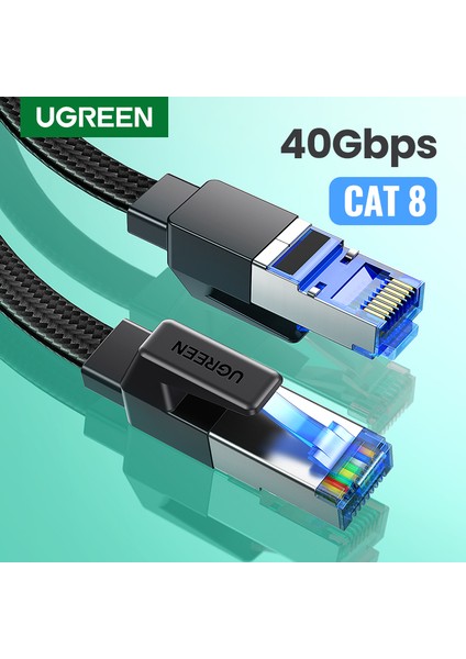 Ugreen Ethernet Kablosu Cat8 40 Gbps 2000 Mhz Cat 8 Ağ Pamuk Örgülü Internet Lan Kablosu Dizüstü Bilgisayarlar Için Ps 4 Yönlendirici RJ45 Kablosu (Yurt Dışından)