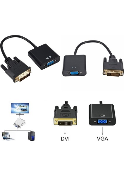 1080P Dvı-D 24+1 Pin Erkek - VGA 15PIN Dişi Aktif Kablo Adaptörü Dönüştürücü (Yurt Dışından)