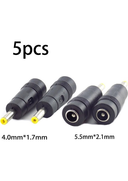5 Adet Ac Dc Priz Konnektörü Dişi Erkek Adaptör Konnektörü Dizüstü Ses Kablosu Dönüştürücü 5.5mm x 2.1mm Ila 4.0mm x 1.7mm (Yurt Dışından)