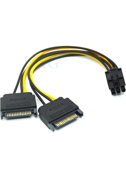6pin Erkek Çift Sata 15PIN Erkek Adaptör Çift Sata 15PIN Erkek M Pcı-E 6 Pin Dişi F Ekran Kartı Güç Kablosu Bırak (Yurt Dışından)