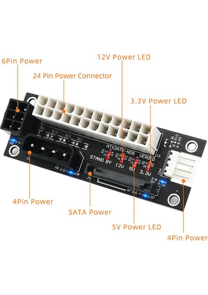4'ü 1 Arada Molex 4pin/sata/atx 6pin/4pin Çift Psu Çoklu Besleme Adaptörü Senkron Kart Led'li 2psu Ekleyin (Yurt Dışından)