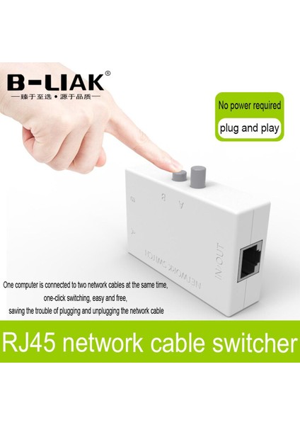 B-Lıak Mini 2 Port RJ45 Rj-45 Ağ Anahtarı Ethernet Ağ Kutusu Switcher Çift 2 Yollu Bağlantı Noktası Manuel Paylaşım Anahtarı Adaptörü Hub (Yurt Dışından)