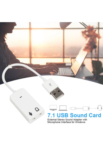 Windows Için Mikrofon Inter'li 7.1 USB Ses Kartı Harici Stereo Ses Adaptörü (Yurt Dışından)
