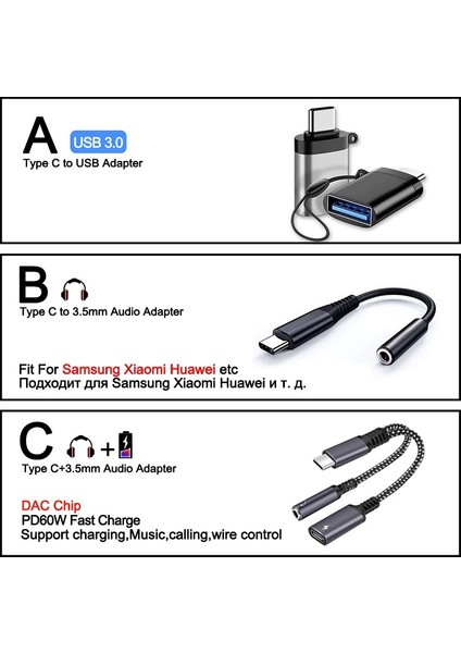2ın1 Tip C 3.5mm Jack Kulaklık USB 3.0 Tip C Otg Adaptörü Macbookpro Xiaomi Huawei Tip-C Şarj Kablosu Dönüştürücü (Yurt Dışından)