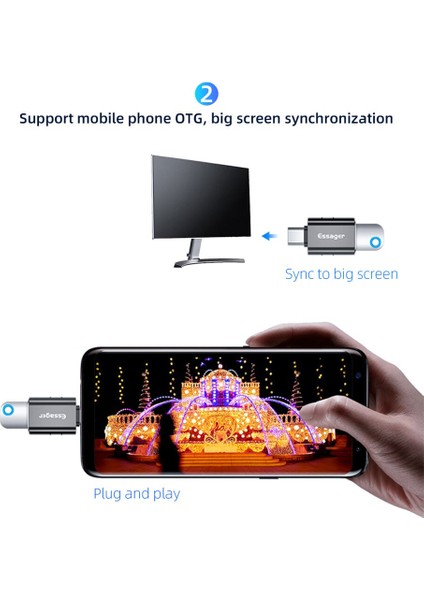 Essager USB Tip C Otg Adaptörü USB 3.0 USB C Erkek Dönüştürücü Samsung S20 Xiaomi Mi 9 10 Usb-C Dişi Konnektör Tslm1 (Yurt Dışından)