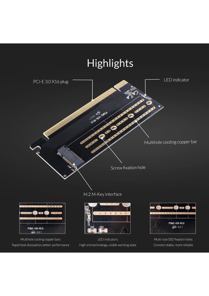 Orıco PSM2-X16 M.2 Ngff M Anahtar Nvme Ssd'den Pcı-E 3.0X16 Genişletme Kartı 2230 2242 2260 2280 M.2 SSD Adaptörü M.2 M Anahtar Arası (Yurt Dışından)