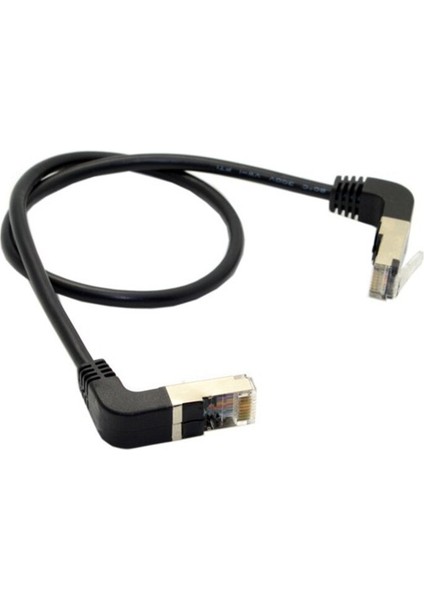 Çift Dirsek Aşağı ve Yukarı Açılı 90 Derece 8P8C Ftp Stp Utp Cat 5e Lan Ethernet Ağ Bağlantı Kablosu Kablosu 50 cm (Yurt Dışından)