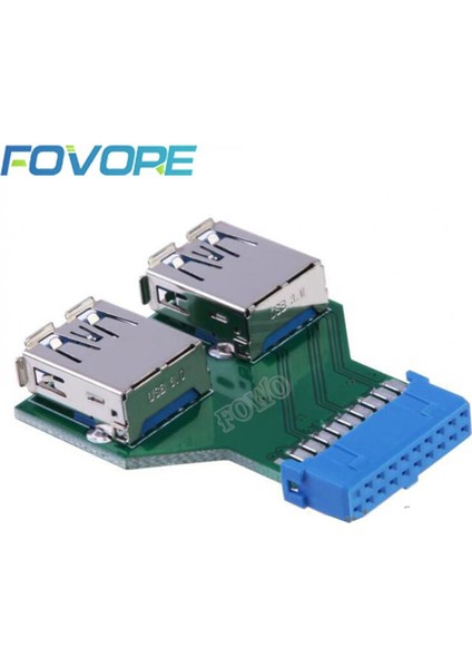 20PIN Çift Usb3.0 Adaptör Connverter Masaüstü Anakart 19PIN/20PIN Başlık 2 Port USB 3.0 A Dişi Konnektör Kart Okuyucu (Yurt Dışından)