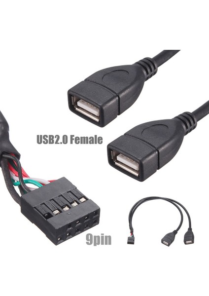 10 Pin / 9pin Anakart Dişi Başlık - Çift USB 2.0 Dişipanel Montajlı Veri Kablosu Vidalı Panel Delikli (Yurt Dışından)