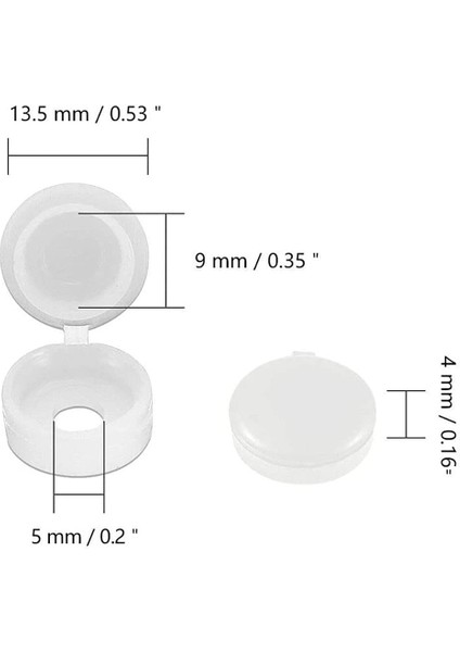 Menteşeli Vidalı Kapak Kapakları, 100 Adet Plastik Vida Koruma Kapakları, Katlanır Vidalı Geçmeli Kapaklar Yıkayıcı Çevirmeli Üstler A (Yurt Dışından)