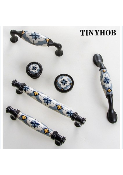 Mavi Çiçek/seramik Kapı Kolları ve Kolları Iskandinav Mobilya Kolları Çekmece Çeker Mutfak Dolabı Kolları ve Vidalı Kolları (Yurt Dışından)