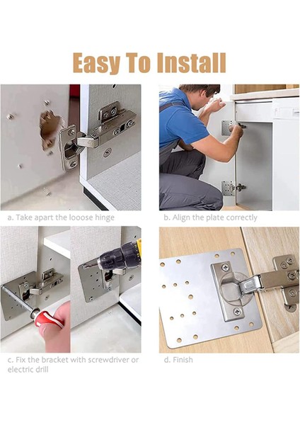 6 Parça Dolap Menteşe Tamir Plaka Takımı, Vidalı, Kapı Menteşe Braketleri (Yurt Dışından)