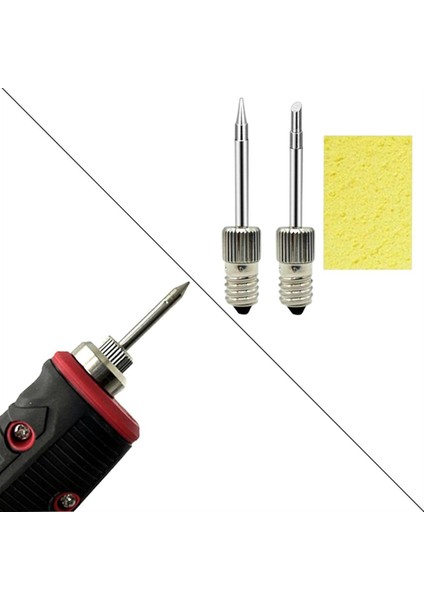 Havya Istasyonu Aleti-2 x Havya Ucu (B Ucu + C Ucu) 1 x Temizleme Süngeri-Gümüş (Yurt Dışından)